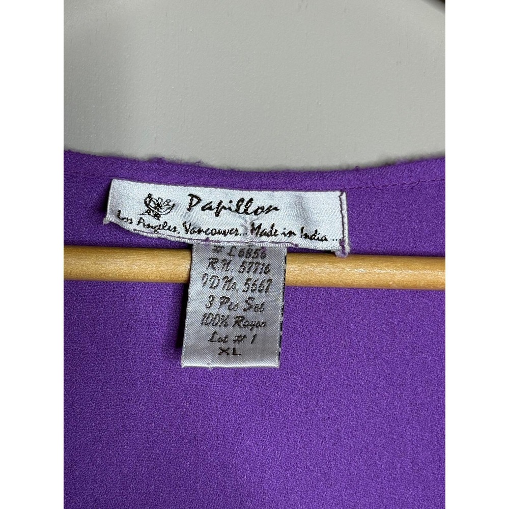 Vintage Purple Embroidered Crochet Lace Boho Tunic Blouse Papillon XL‎ Rayon - Picture 9 of 9